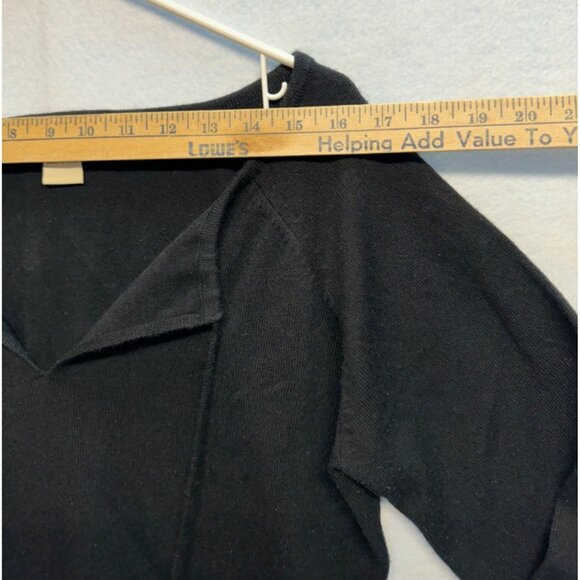 Evie Long Sleeve Sweater Blouse V-Neck Tie  Black Lightweight Soft Size Large - Picture 3 of 6